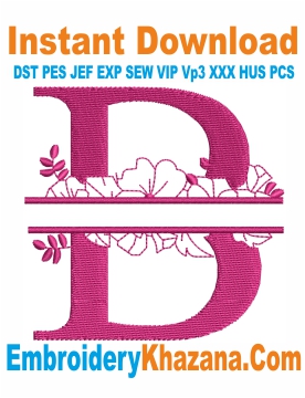 Floral Split Monogram B Embroidery Design