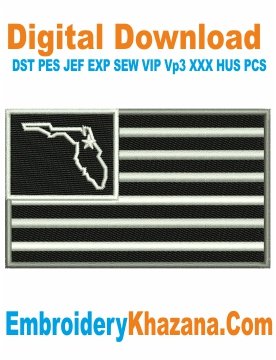 Florida American Flag Embroidery Design