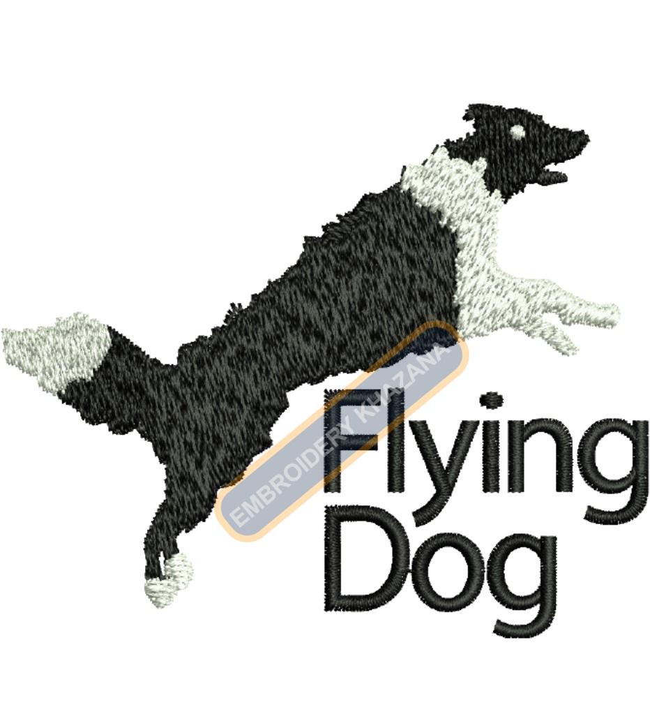 Flying Dog Embroidery Design