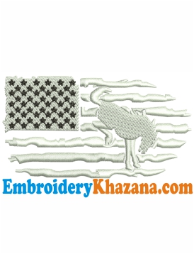 Ford Bronco Logo with USA Flag Embroidery Design