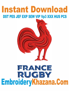 France Rugby Logo Embroidery Design