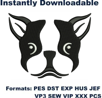 Boston Terrier Dog Embroidery Designs