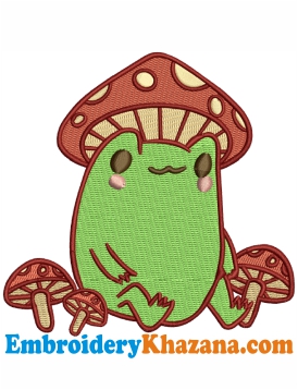 Frog Mushroom Embroidery Design
