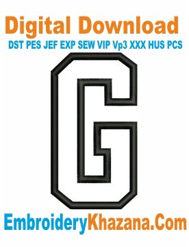 G Letter Applique Embroidery Design