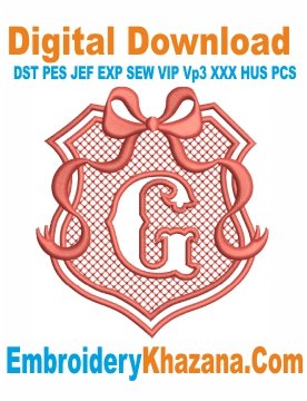 Embossed Monogram G Embroidery Design