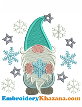 Gnome Snowflake Embroidery Design