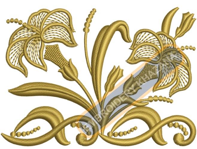 Golden Flower Embroidery Design