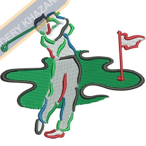 Golf Sports Machine Embroidery Design