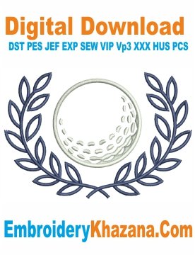 Golf Ball Laurel Wreath Logo Embroidery Design