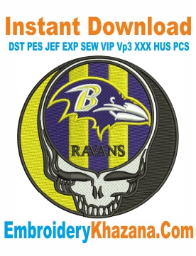 Grateful Dead Baltimore Ravens Embroidery Design