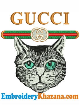 Gucci Band Cat Embroidery Design