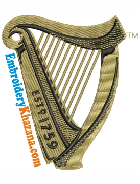 Guinness Logo Harp Embroidery Design