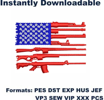 Rifle Flag Embroidery Designs