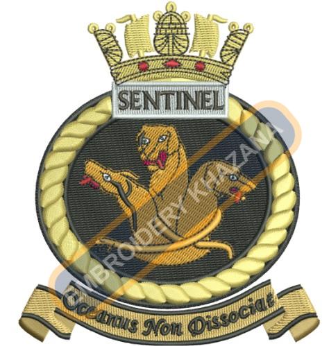 HMS Sentinel Ships Crest Embroidery Design
