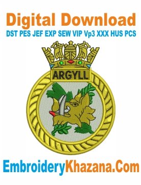HMS Argyll Crest Embroidery Design