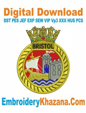 HMS Bristol Crest Embroidery Designs