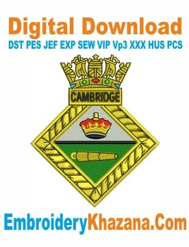 HMS Cambridge Badge Embroidery Design