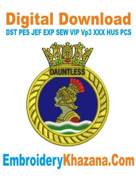 HMS Dauntless Crest Embroidery Design