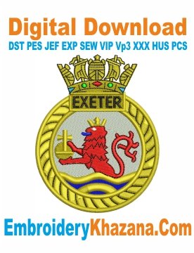 HMS Exeter Crest Embroidery Designs