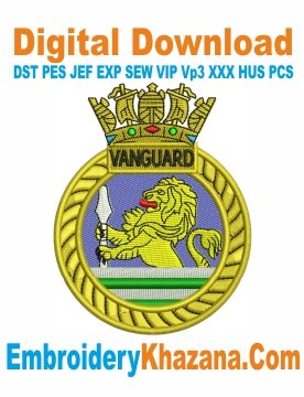 HMS Vanguard Crest Embroidery Design