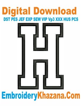 H Letter Applique Embroidery Design