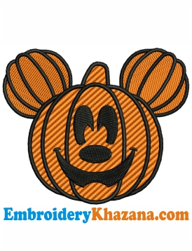 Halloween Pumpkin Mouse Head Embroidery Deisgn