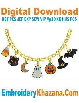 Halloween Charm Necklace Embroidery Design