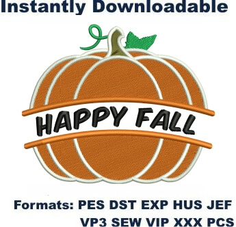 Happy Fall Pumpkin Embroidery Designs