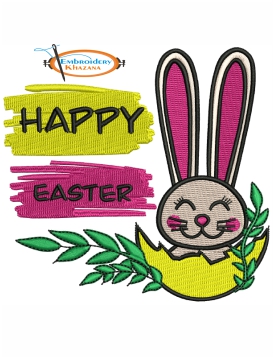 Happy Easter Bunny Embroidery Design