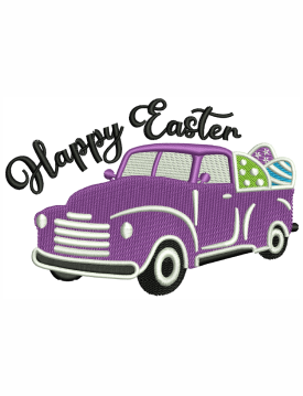 Happy Easter Car Back Embroidery Design