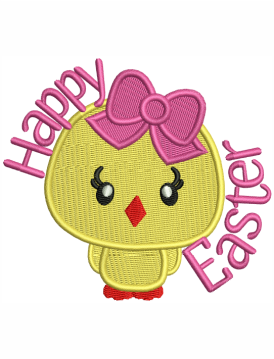 Happy Easter Cute Chick Embroidery Design
