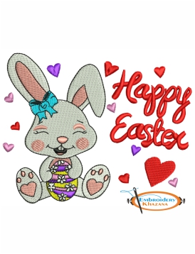 Happy Easter Logo Embroidery Design