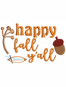 Happy Fall Embroidery Design