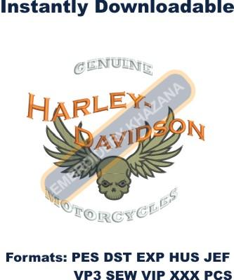 Harley Davidson Motorcycles Embroidery Design