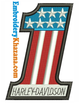 Harley Davidson 1 Logo Embroidery Design