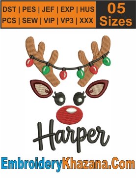 Harper Christmas Reindeer Embroidery Design