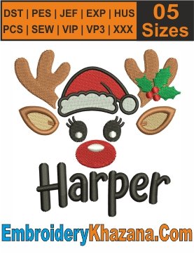 Harper Christmas Reindeer Embroidery Pattern