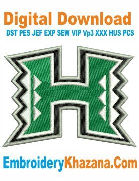 Hawaii Rainbow Warriors Logo Embroidery Design
