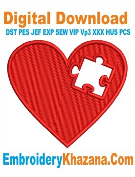 Heart of Puzzle Embroidery Design