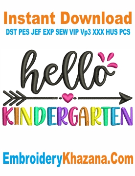 Hello Kindergarten Embroidery Design