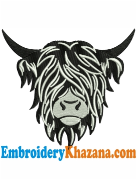 Highland Cow Embroidery Design