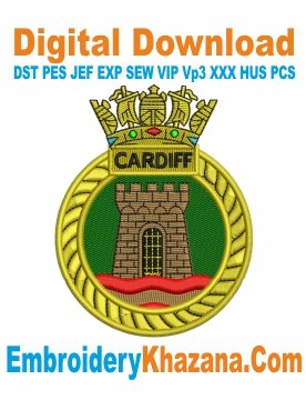 Hms Cardiff Crest Embroidery Designs