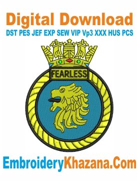 HMS Fearless Badge Embroidery Design
