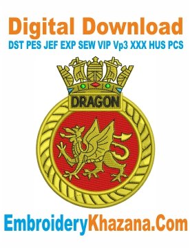 Hms Dragon Badge Embroidery Design