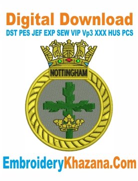 HMS Nottingham Crest Embroidery Design