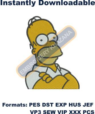 Homer Simpson Face Embroidery Design