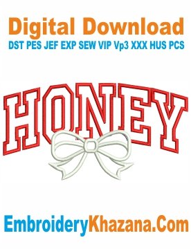 Honey Bow Applique Embroidery Design