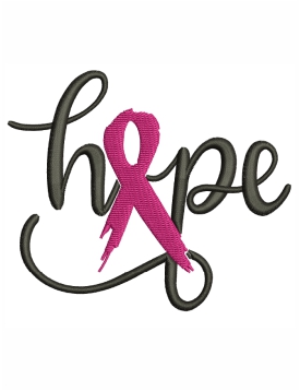Hope Cancer Ribbon Embroidery Design