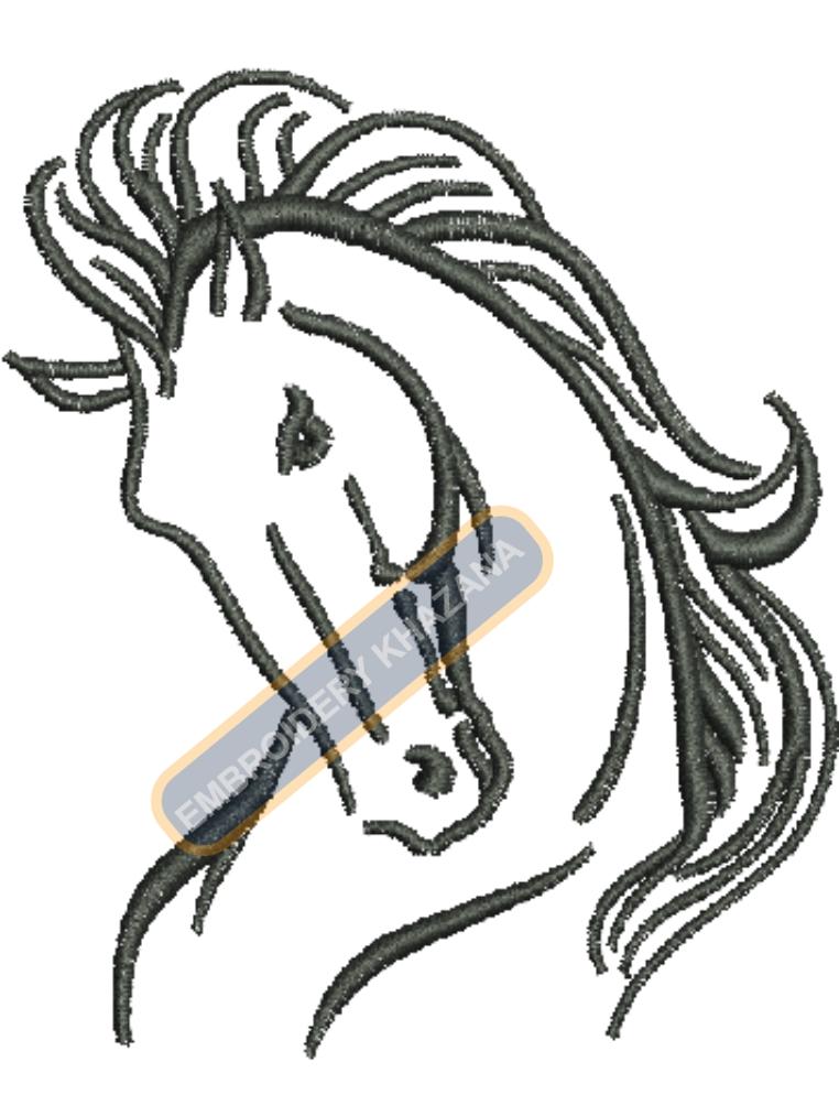 Horse Face Embroidery Design