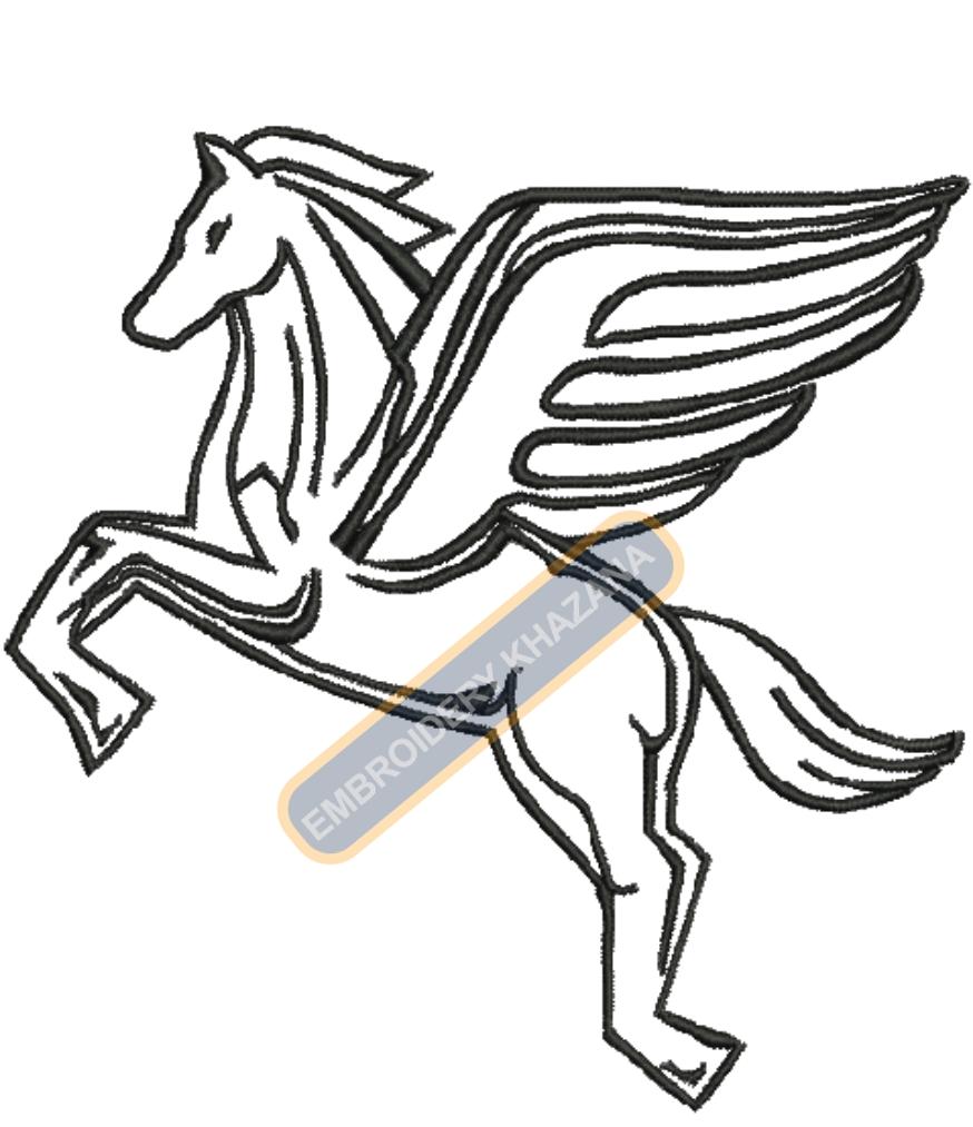 Horse Flying Digital Embroidery Design